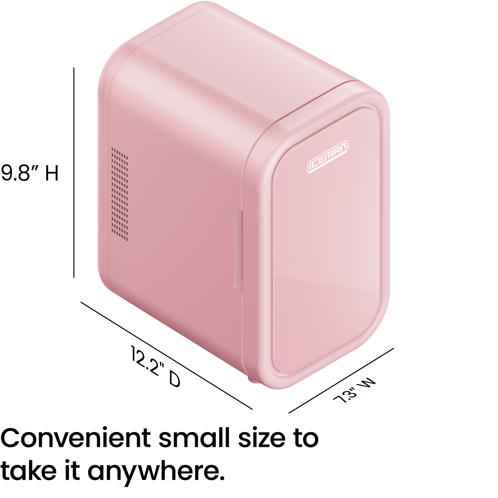 The Iceman Portable Mini Fridge, 5L, Pink, Cools and Heats