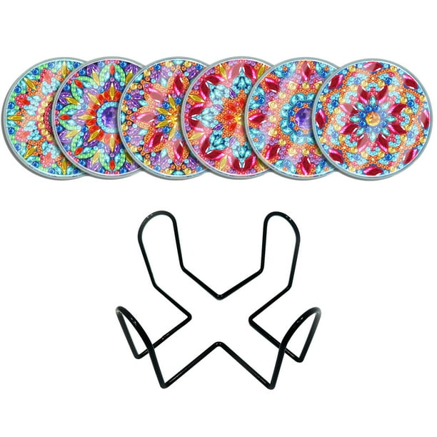 6 posavasos con diseño de mandala para pintar, hechos a mano, decorativos. B