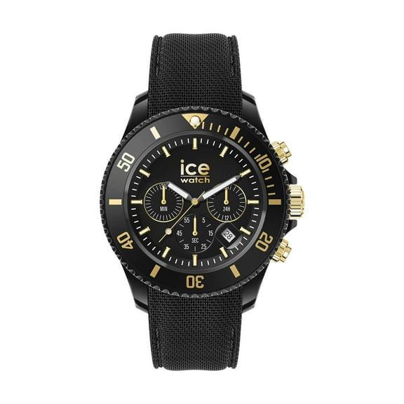 Ice-Watch - ICE Chrono Black Gold - Men's Chronograph Wristwatch with Silicon Strap - 021602 (Medium) - 10 ATM Water Resistant Watch for Men, Suitable for Swimming