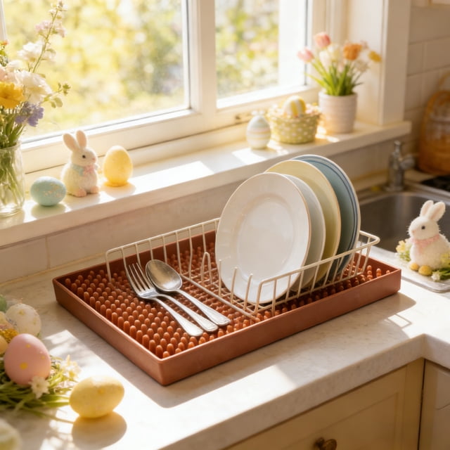 Silicone Draining Tray, Multi-Purpose Tableware Drying Pad, Non-Slip Heat Insulation Pad for Tea Sets, Plates & Cups, Fast Drying, Easy-Clean Drainage Mat for Kitchen & Household Use