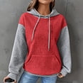 thumbnail image 2 of Siilsaa Sweatshirts for Women Zipper Front Womens Fuzzy Sweaters Casual V Neck Sweatshirt Pullover Casual Loose Cozy Winter Loungewear with Pockets Red,L, 2 of 4