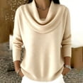 thumbnail image 2 of WTXUE Women's Cowl Neck Sweater Elegant Casual Soft Knit Long Sleeve Pullover Sweaters Loose Fit Top Tunic Sweaters Fall Outfits Outwear Beige L, 2 of 5