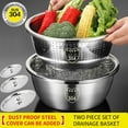 thumbnail image 6 of Gnmfd Multifunctional Stainless Steel Basket 4-in-1 Colander Grater Vegetable Slicer Pasta Rice Washing Bowl Kitchen Prep Set for Salad Garnishes Cooking Baking Healthy Meal Preparation, 6 of 9
