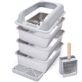 thumbnail image 4 of Arenero XL de acero inoxidable con sistema de filtrado 23 x 15 x 13 Arenero para gatos varios gatos gatos grandes laterales altos carcasa antifugas de, 4 of 8