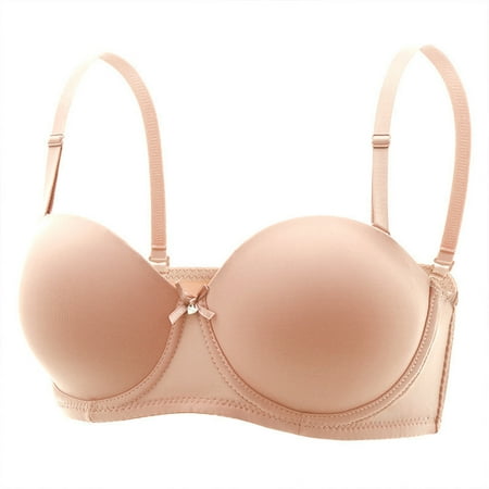 Arnsht Women s Solid Color Gathered Underwear Underwire Bra Push Up Ultra Soft Breathable Comfort Multiway Bras with Straps Beige 90
