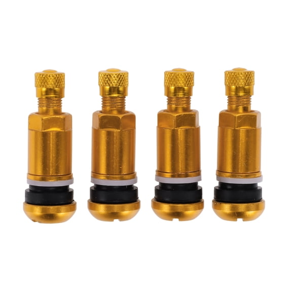 4 Pcs 46mm Aluminum Alloy Tire Valves Fit For 11.3mm Valve Stem Lightweight Straight Tyre Valve Stem Gold Tone Universal