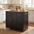 thumbnail image 2 of LiviNest Mobile Kitchen Island Cart: 5-in-1 Storage Cart with Wheels - 2 Doors & 3 Drawers for Small Kitchen Organization - Black Rolling Utility Cart for Dining Room & Apartment, 2 of 6