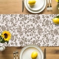 thumbnail image 3 of Farmhouse Brown Cotton Linen Table Runner for Dining Kitchen, Vintage Flower Leaf Botanical Plant Wedding Outdoor Party Tablerunners Decoration, Dresser Scarf Coffee Tablecloth Runners 13x72 Inches, 3 of 9
