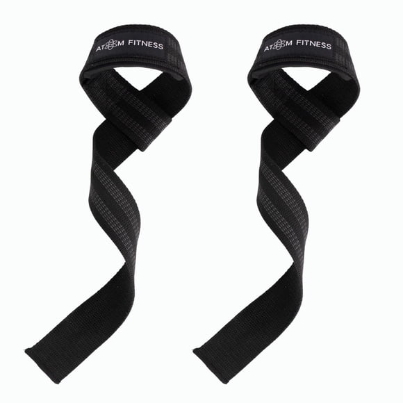 Par de Straps Gym ATOM FITNESS Correas Levantamiento Pesas Crossfit negro 62*4 cm