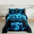 thumbnail image 2 of Manfei Teens Game Console King Size Comforter Sets,Gamer Gaming Bedding Comforter Set,Blue Black Bedding Set For Boys,Breathable Bedroom Decorative Reversible,3-Piece, 2 of 8