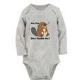 thumbnail image 1 of Nap Time Don't Fumble Me Funny Rompers, Newborn Baby Unisex Bodysuits, Infant Animal Beaver Pattern Jumpsuits, Toddler 0-12 Months Kids Long Sleeves Oufits (Gray, 6-12 Months), 1 of 4