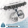 thumbnail image 4 of Furniware Slippable 4 Racks and 5 Hooks Mop and Broom Holder Wall Mount,No drilling and Glue Required Heavy Duty hooks for Bathroom,Grey, 4 of 10