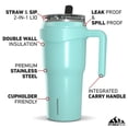 thumbnail image 3 of Hydrapeak Roadster 40oz Stainless Steel Tumbler Double Wall Vacuum Insulated Water Bottle With Handle And 2 in 1 Straw Lid (Aqua Gloss), 3 of 7