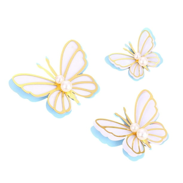 Juego de 3 Adornos para Tartas perfecl Mariposa Baby Azul
