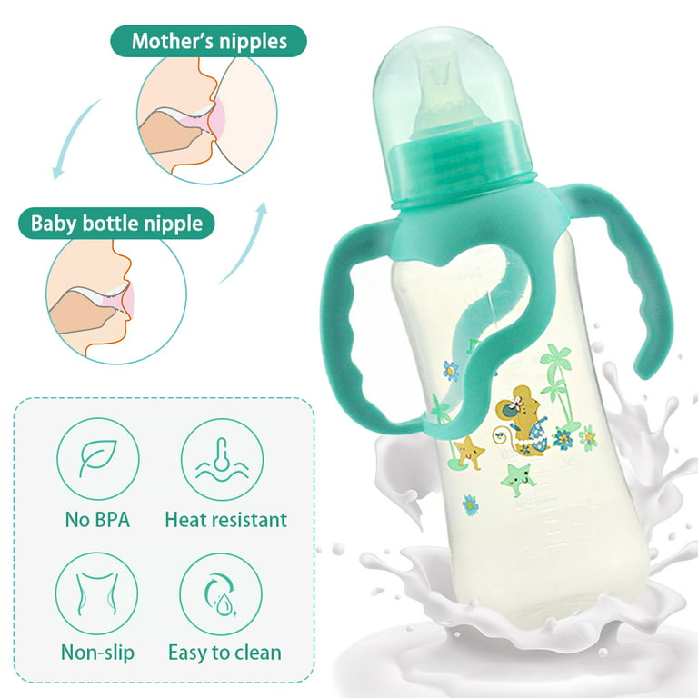 AMERTEER 4 Pcs Baby Bottle Set, Baby Fruit Feeder/Food Feeder Pacifier with  Baby Bib and Cotton Swabs,Baby Feeding Set BPA-Free, Freezer Safe for