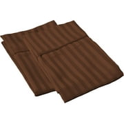 Amay 800 TC 100% Organic Cotton 2 PC Pillowcases with Envelope Closure King Size 20x40 Chocolate Stripe