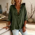 thumbnail image 6 of GUACER Women's 3/4 Sleeve Button Down Shirts Casual Linen Relaxed Fit Collared Summer Blouses Tops for Ladies, 6 of 7