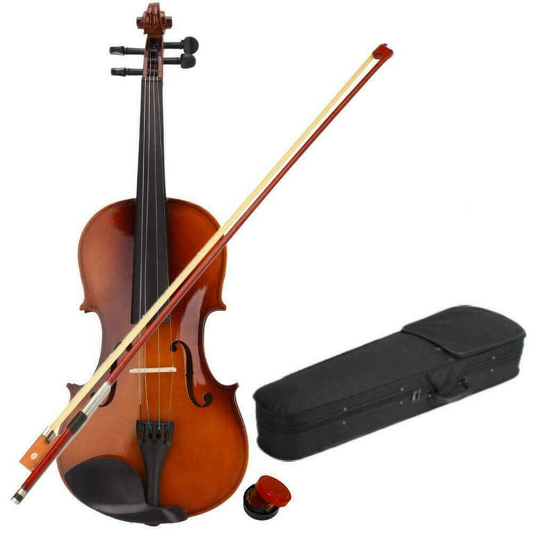 Acoustic Violin Set Beginner Violin Vintage Solid Wood Violin Starter Kit with Carrying Case,Bow and Rosin Walmart.com