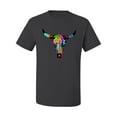 thumbnail image 2 of Wild Bobby, Colorful Rainbow Cow Bull Skull Animal Lover Men's Graphic T-Shirt, Charcoal, Small, 2 of 3