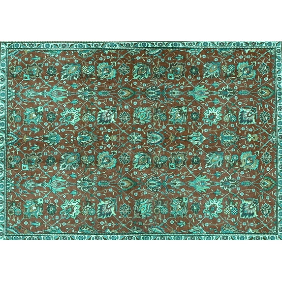 Ahgly Company Machine Washable Indoor Rectangle Persian Turquoise Blue Traditional Area Rugs, 2' x 3'
