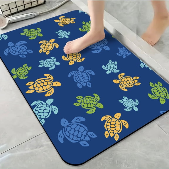 1pc Sea Turtle Pattern Bathroom Rug Bathroom Decor and Accessories- Durable,Anti Slip,And Quick Drying,Suitable For Indoor/outdoor Use - Perfect For Bathrooms,Bedrooms,Kitchens
