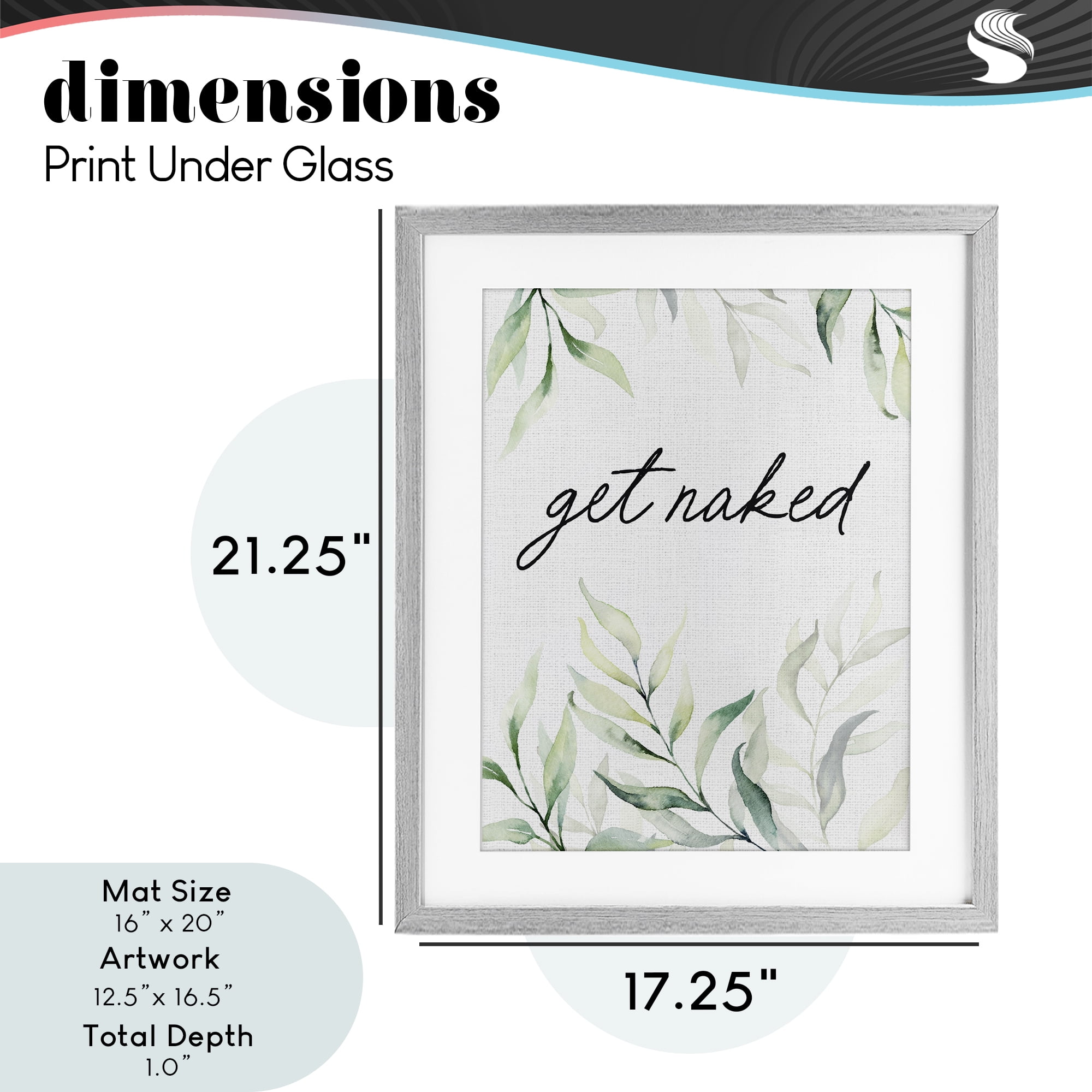 Get Naked Bathroom Herbs Gray Framed Print Under Glass, design by Lettered and Lined