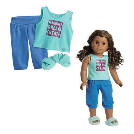 American Girl Doll Outfit Gabriela's PJs for 18" Truly Me Dolls Blue Pajamas Slippers