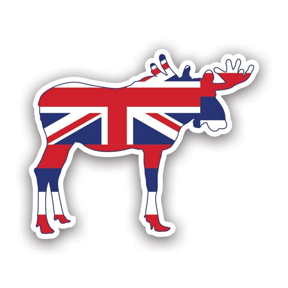 Hawaii Moose Shaped Flag Sticker Decal - Self Adhesive Vinyl - Weatherproof - Made in USA - v2 hi elk deer antlers archery hunter hunting outdoors explore