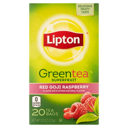 Lipton Sacs rouge framboise Goji thé vert, 20 ct