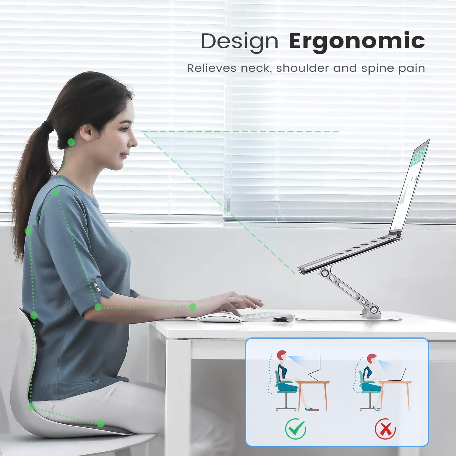 Laptop Stand Adjustable Computer Sturdy Aluminum For Desk Foldable Holder Portable Riser 11-16-inch Notebook Tablet And More