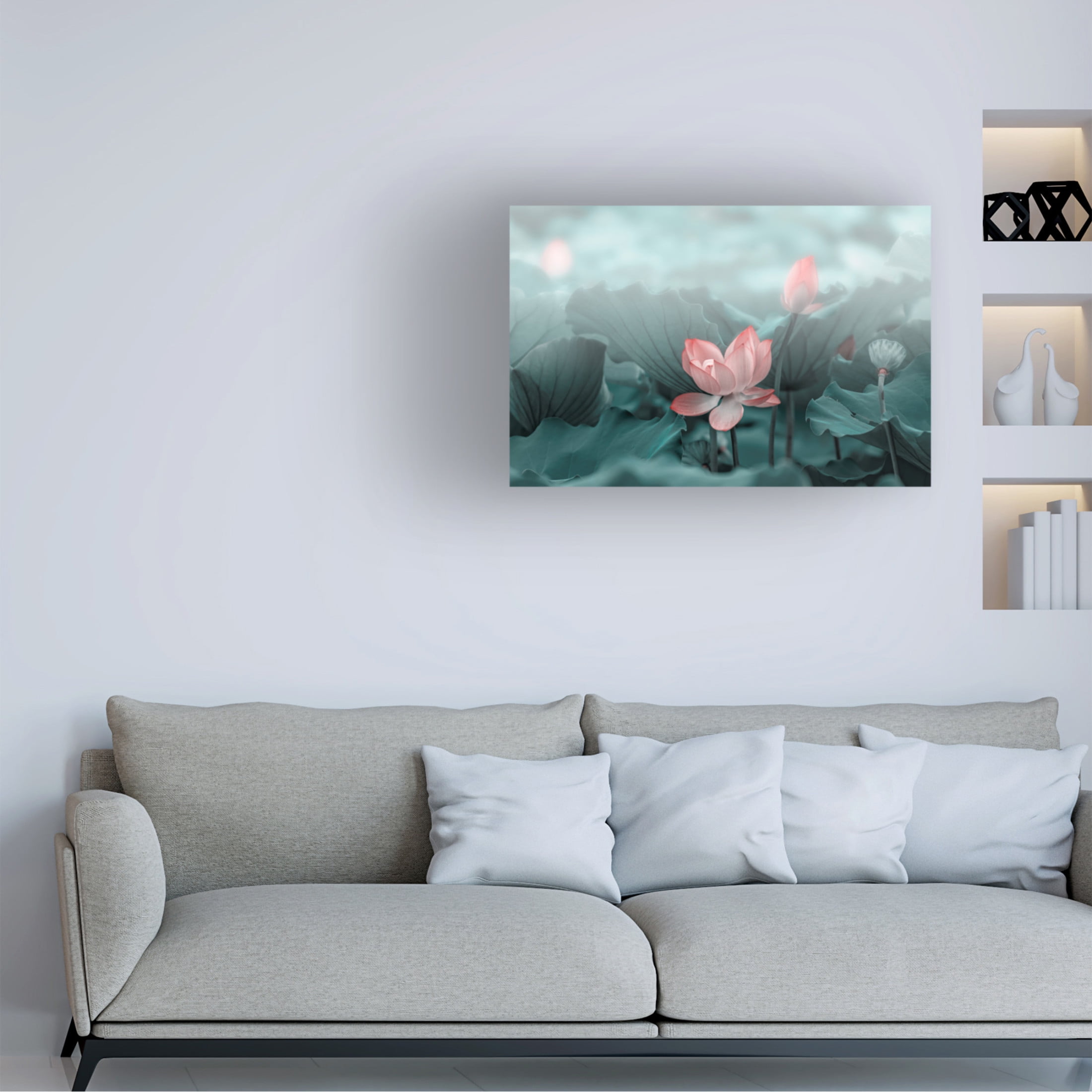 Trademark Fine Art Betty Liu Lotus Flower and Bud Canvas Wall Art