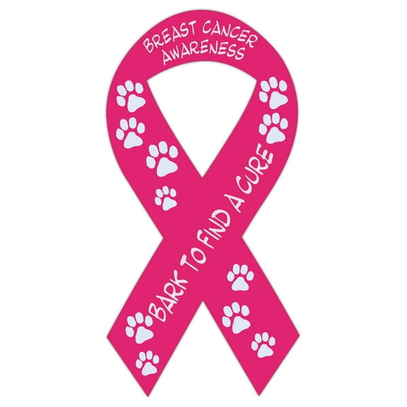 Pink Ribbon Shaped Magnets: Bark To Find Cure | Breast Cancer Awareness | Cars