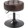 thumbnail image 5 of YSNW Modern Tufted Round Leather Vanity Ottoman Stool, Contemporary Upholstered Padded Accent Stool for Bedroom Living Room Entryway(Pu-black Brown), 5 of 17