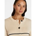 thumbnail image 6 of Time and Tru Women's Striped Cardigan Sweater with Long Sleeves, Sizes XS-XXXL, 6 of 7