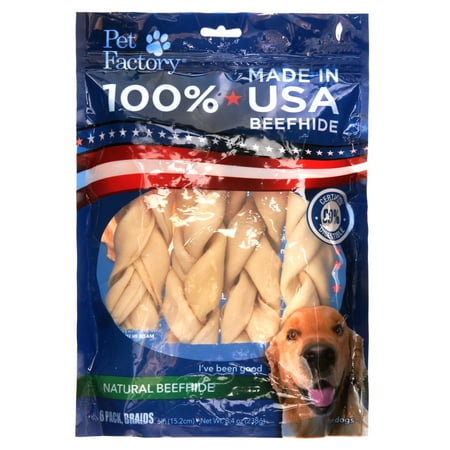 UPC: 0094983781063 | Pet Factory Beefhide Braided Sticks Natural Flavor 6   6 Count
