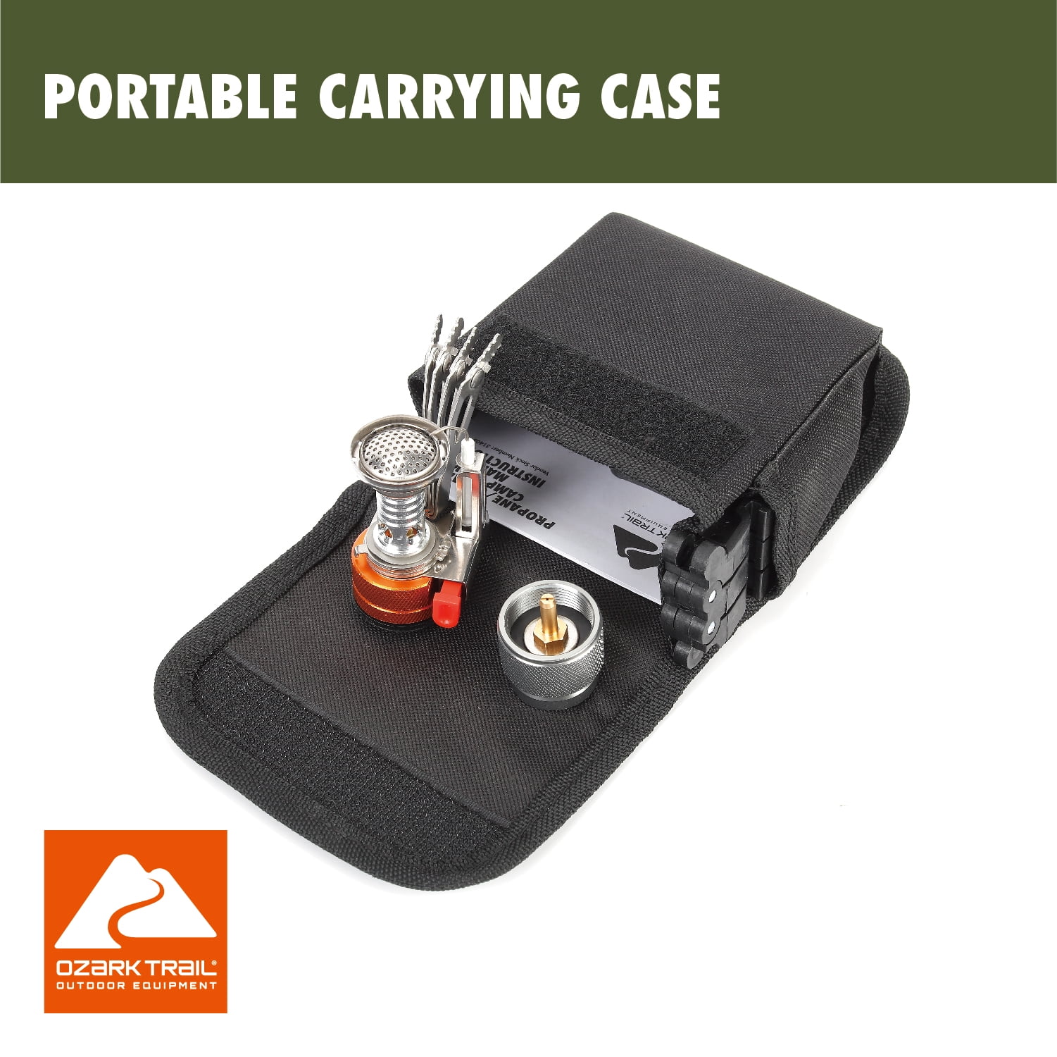 Ozark Trail 4-Piece All-in-One Portable Camping Stove Adapter and Stand Set, Propane Compatible