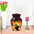 thumbnail image 7 of JAGASY Yacht Funeral Urn for Ashes Adult Male, Brown Small Urns for Ashes Keepsake, City Lights Decorative Urns for Daughter, Sea Water Memorial Cremation Urn for Son, (3 Inch), 7 of 7