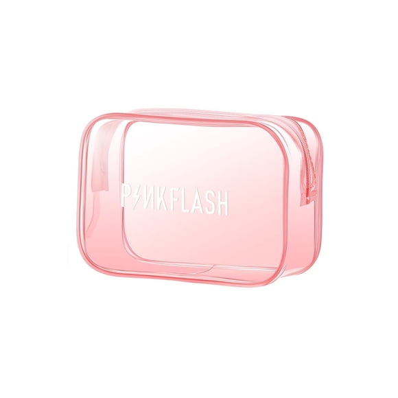 1Pcs/Set Transparent Pink Large Capacity Zipper Cosmetic Bag Thickened Waterproof Durable