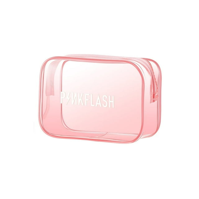 1Pcs/Set Transparent Pink Large Capacity Zipper Cosmetic Bag Thickened Waterproof Durable