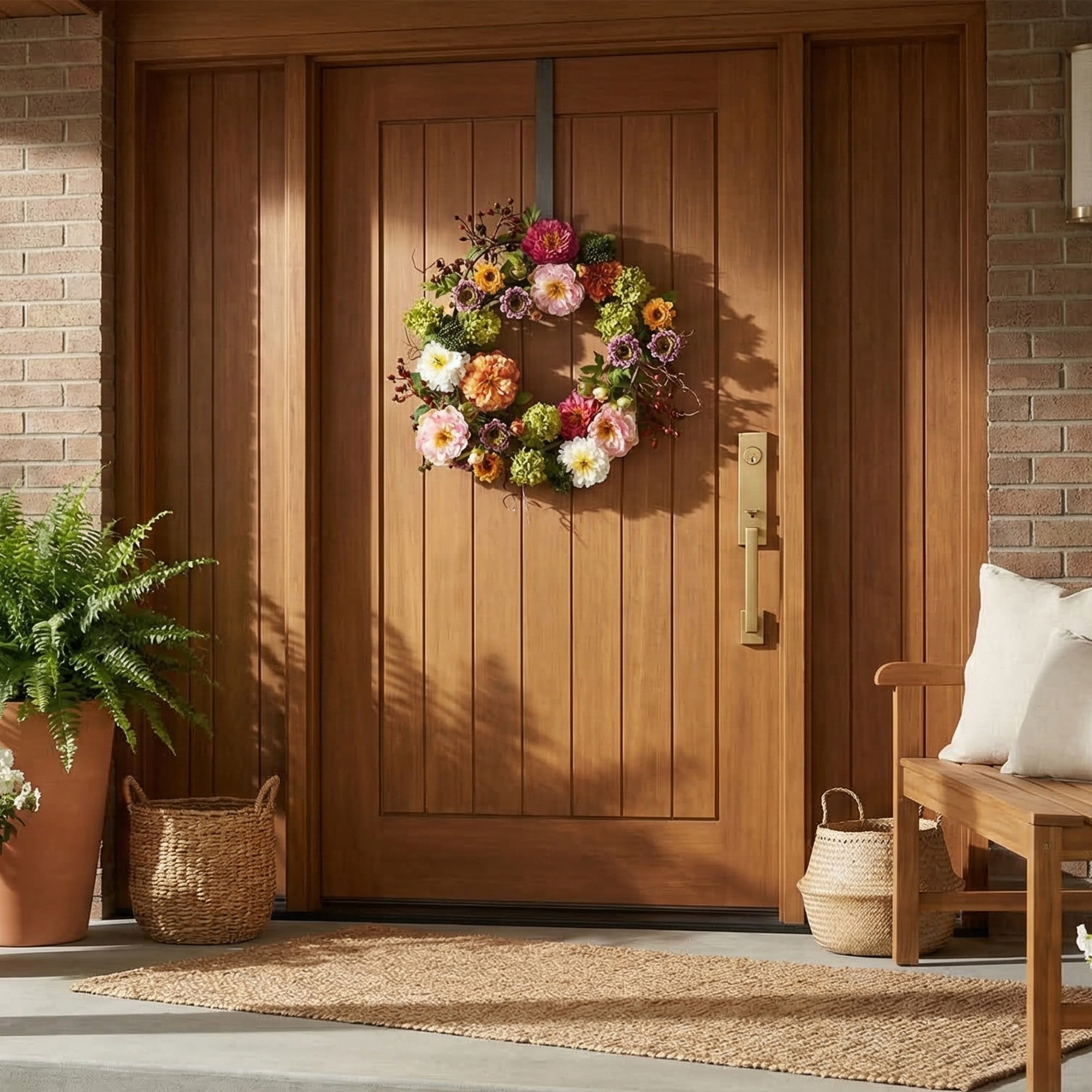 Nearly Natural 24" Peony Wreath