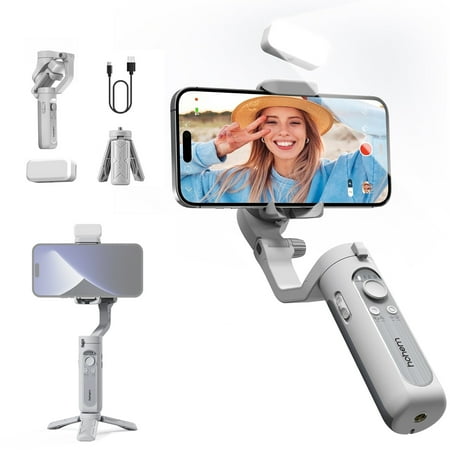 hohem iSteady XE Kit Gimbal Stabilizer for Smartphone, 3-Axis Phone Gimbal, Magnetic Fill Light, Portable & Foldable, One-Key Inception, Ideal for Travel, Vlogging