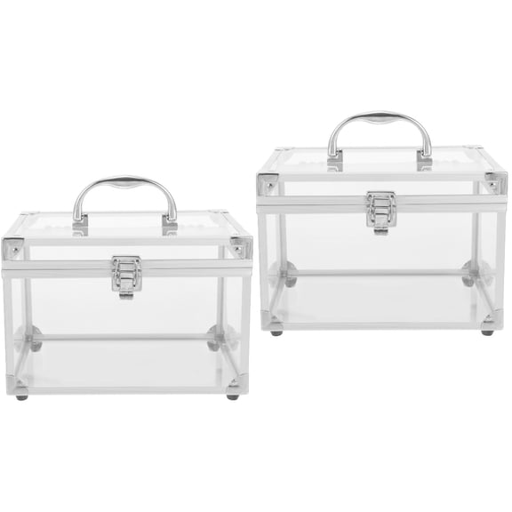 2pcs CD Storage Box Clear Acrylic CD Organizer DVD Storage Box with Lid for Home Office