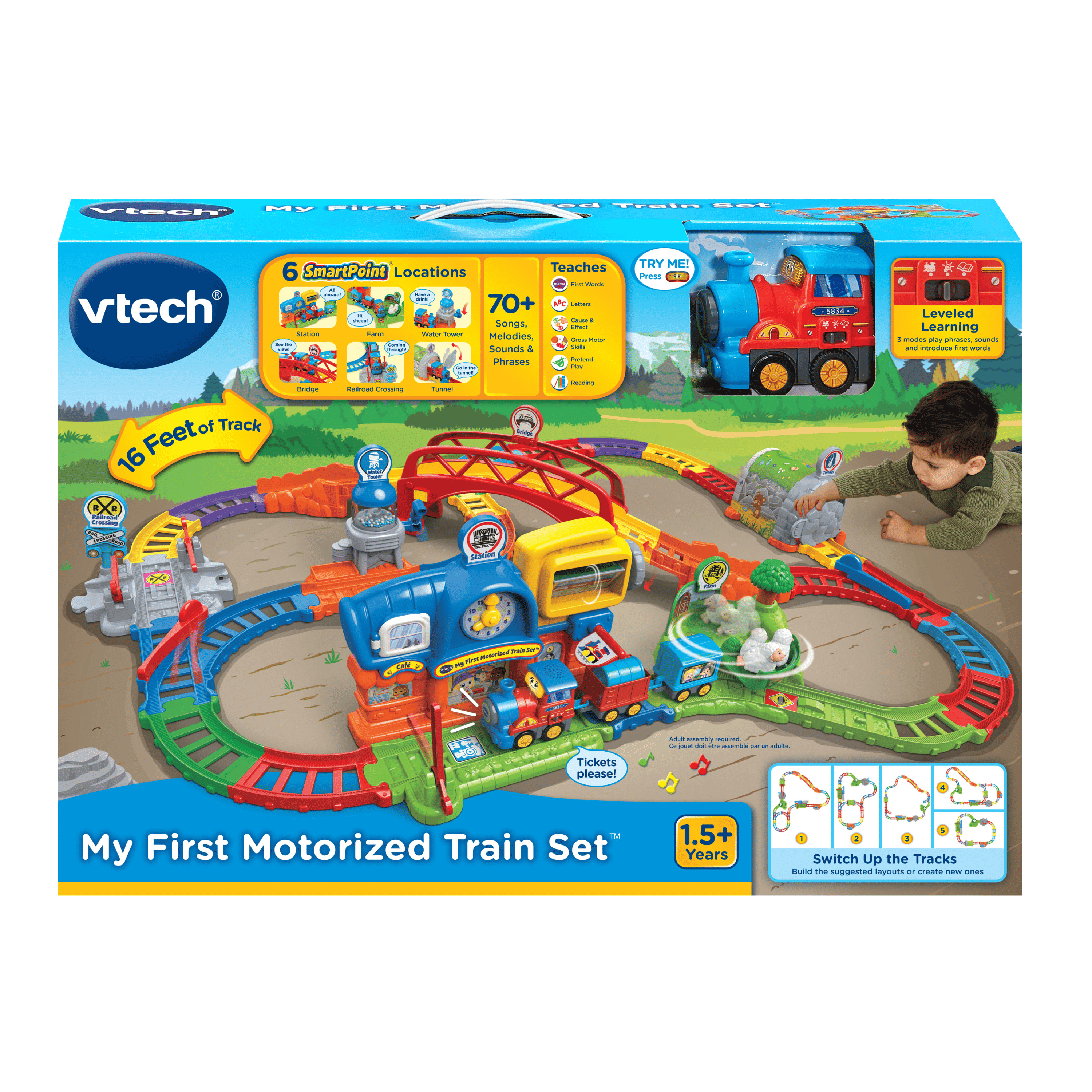 VTech® My First Motorized Train Set with SmartPoint Train - English Version, 1.5+ Yrs
