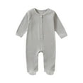 thumbnail image 2 of Timegard Baby Boy Girl Clothes Toddler Button Long Sleeve Footed Onesie Infant Fall Comfy Outfits, 2 of 3