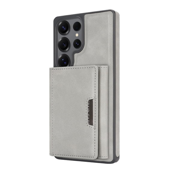 For Samsung Galaxy S26 Phone Case,2-in-1 Magnetic Removable Flip Card Holder,Anti-Scratch PU Leather Back,With Kickstand,Compatible with Mag-safe,Shockproof Anti-fall Phone Case,Gray
