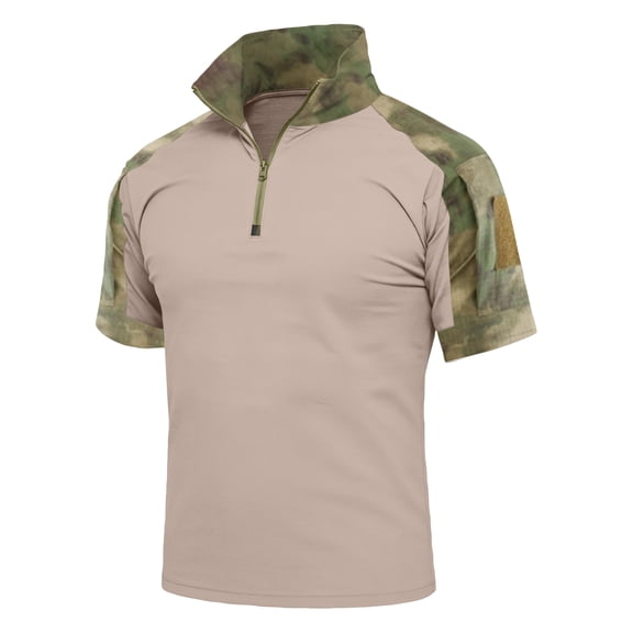 GrmtClth Men's Shirts 1/4 Zip Short Sleeve Slim Fit Camo Casual Performance T-Shirt Summer Business Sports Tennis Golf Polo Shirt Multicolor XL