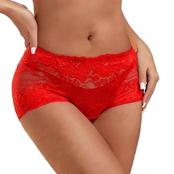 Fewfanhot Women's Lace High-Waisted Briefs Breathable Floral Lace Panties Stretch Fit Elegant Comfy Underwear for Daily & Special Occasions, Plus Size Available