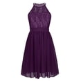 thumbnail image 2 of Aislor Big Girls Formal Party Wedding Bridesmaid Flower Dress Halter Lace Chiffon Prom Evening Gown, 2 of 7