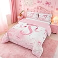 thumbnail image 2 of meiyoeat Chic Pearl Print Queen Comforter Set,Coquette Bow Glitter Letter S Design Comforter Sets Queen For Girl,Pink Reversible,3-Piece,1 Comforter And 2 Pillowcases, 2 of 7