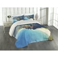 thumbnail image 2 of Ambesonne Hawaii Quilted Coverlet 3 Pcs, Na Pali Coast Island, Queen Size, Blue Green Brown, 2 of 4